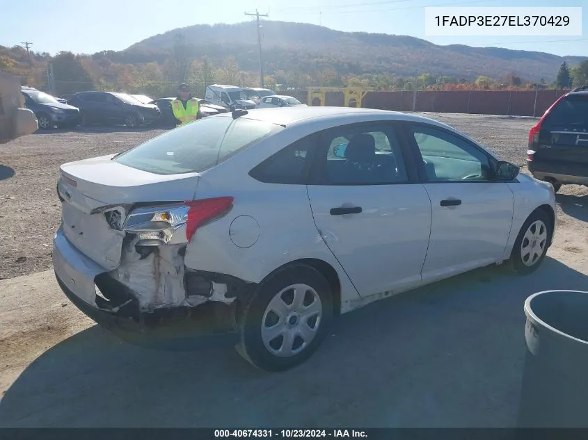 2014 Ford Focus S VIN: 1FADP3E27EL370429 Lot: 40674331