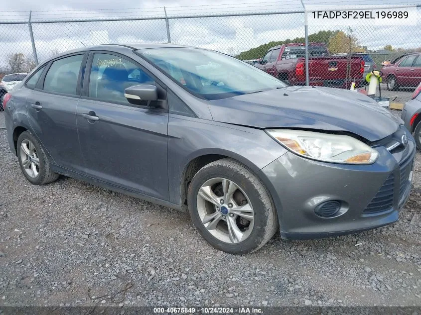 2014 Ford Focus Se VIN: 1FADP3F29EL196989 Lot: 40675849