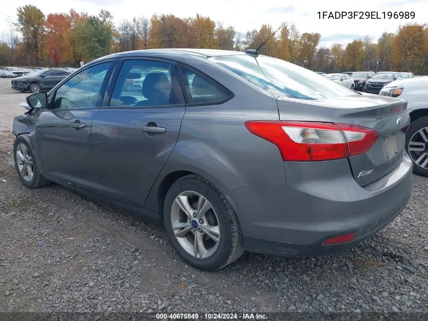 2014 Ford Focus Se VIN: 1FADP3F29EL196989 Lot: 40675849