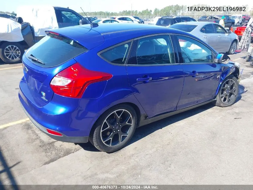 2014 Ford Focus Se VIN: 1FADP3K29EL196982 Lot: 40676373