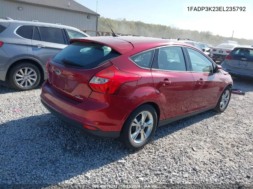 2014 Ford Focus Se VIN: 1FADP3K23EL235792 Lot: 40678292