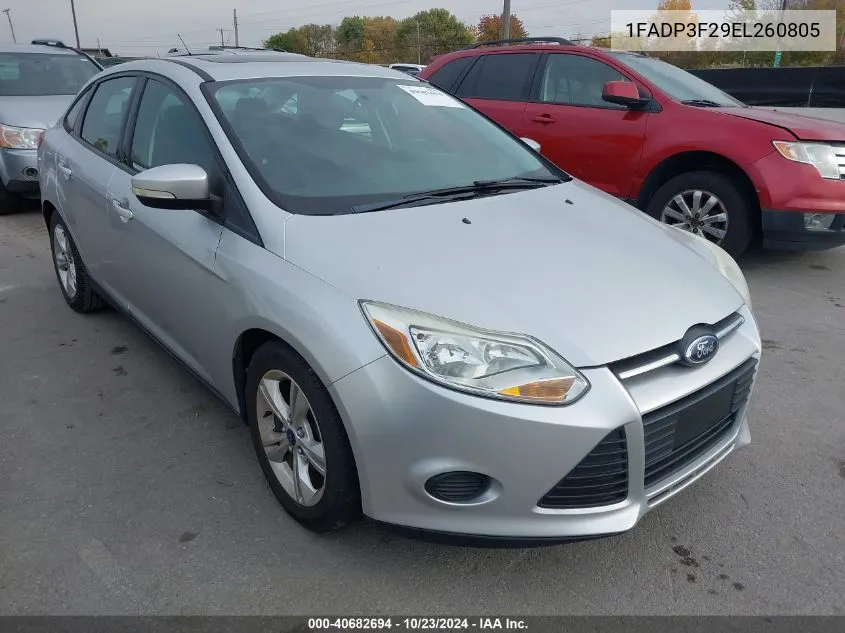 2014 Ford Focus Se VIN: 1FADP3F29EL260805 Lot: 40682694