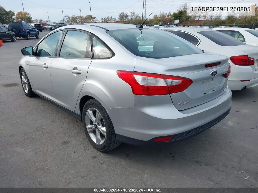 2014 Ford Focus Se VIN: 1FADP3F29EL260805 Lot: 40682694