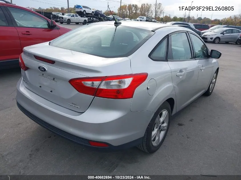 2014 Ford Focus Se VIN: 1FADP3F29EL260805 Lot: 40682694