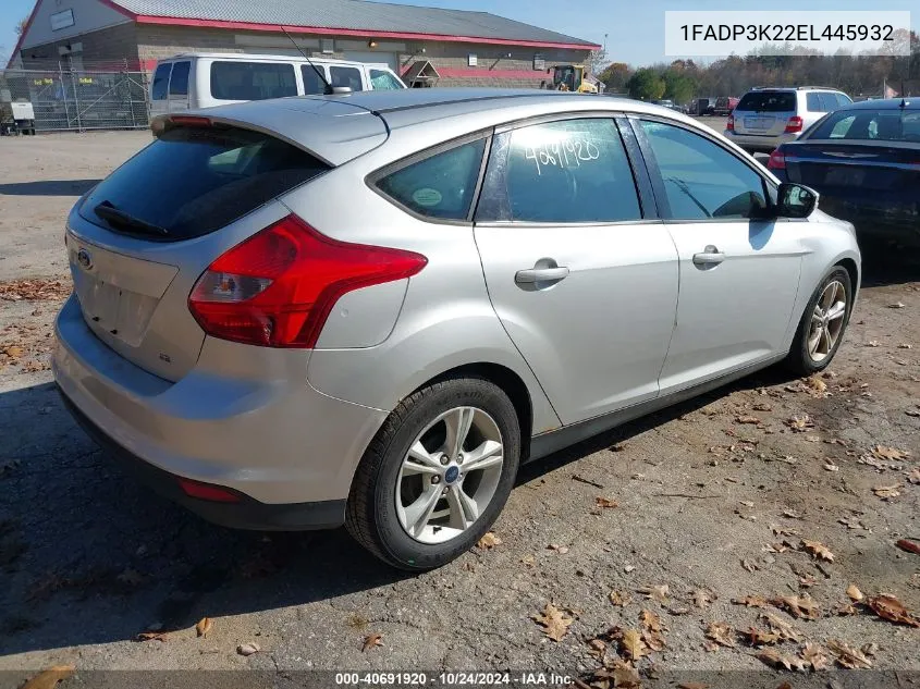 2014 Ford Focus Se VIN: 1FADP3K22EL445932 Lot: 40691920