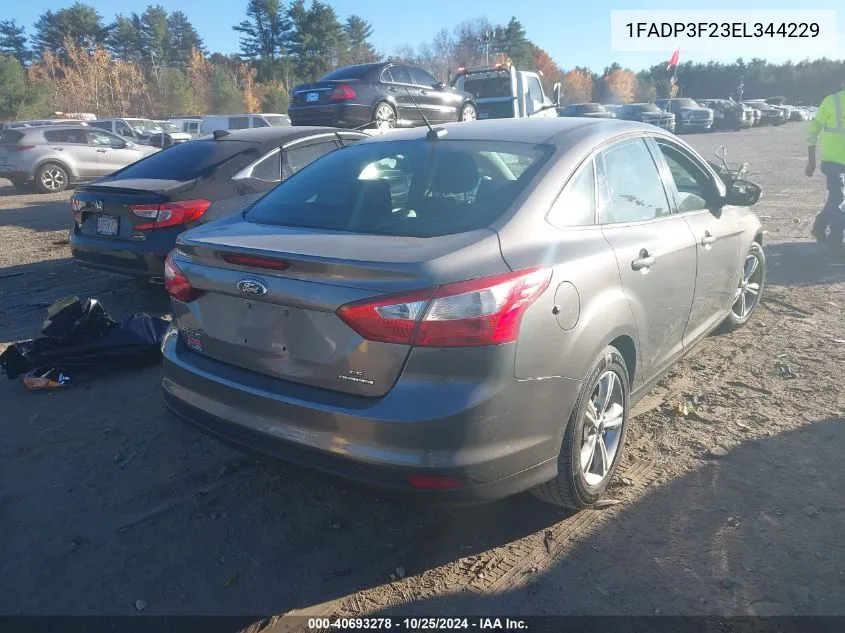 2014 Ford Focus Se VIN: 1FADP3F23EL344229 Lot: 40693278