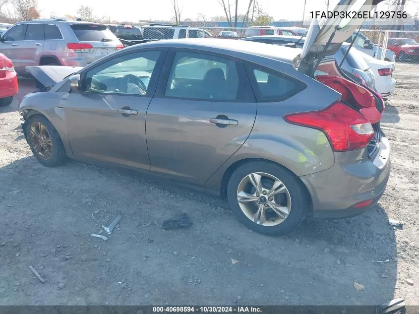 2014 Ford Focus Se VIN: 1FADP3K26EL129756 Lot: 40698594