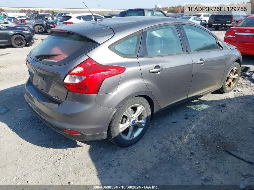 2014 Ford Focus Se VIN: 1FADP3K26EL129756 Lot: 40698594