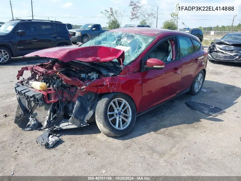 2014 Ford Focus Se VIN: 1FADP3K22EL414888 Lot: 40701186