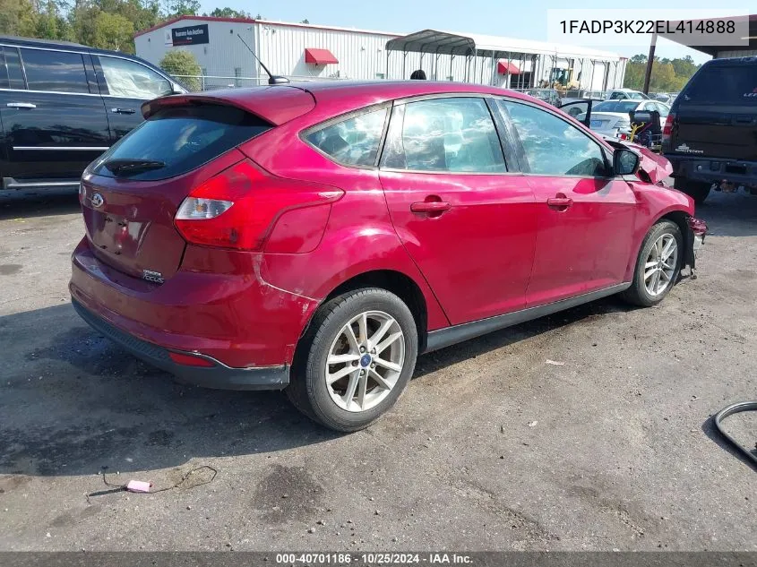 2014 Ford Focus Se VIN: 1FADP3K22EL414888 Lot: 40701186