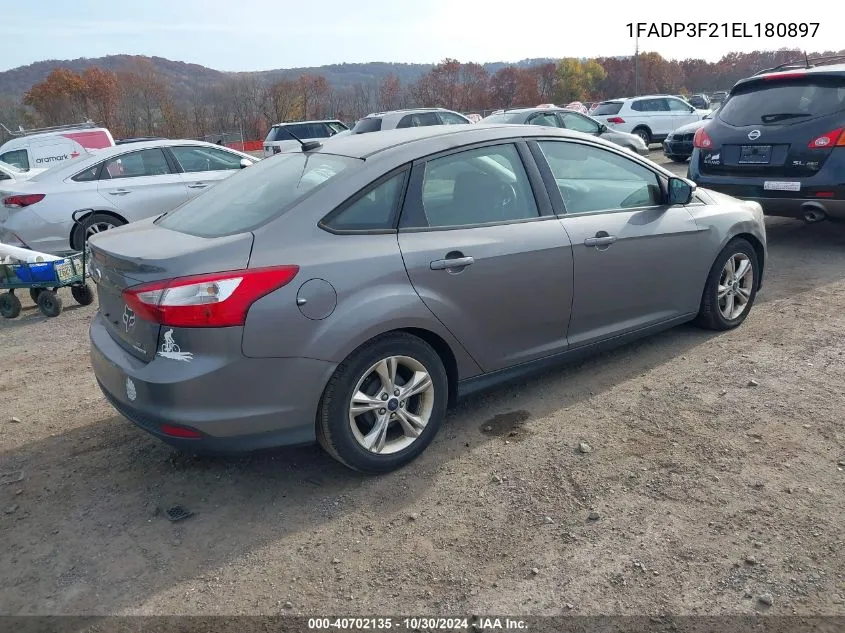 2014 Ford Focus Se VIN: 1FADP3F21EL180897 Lot: 40702135