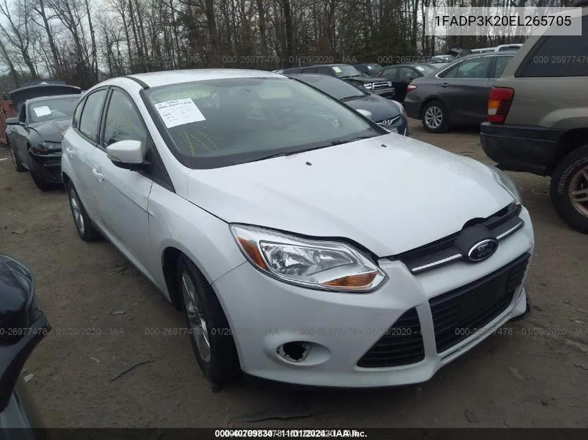 2014 Ford Focus Se VIN: 1FADP3K20EL265705 Lot: 40709830