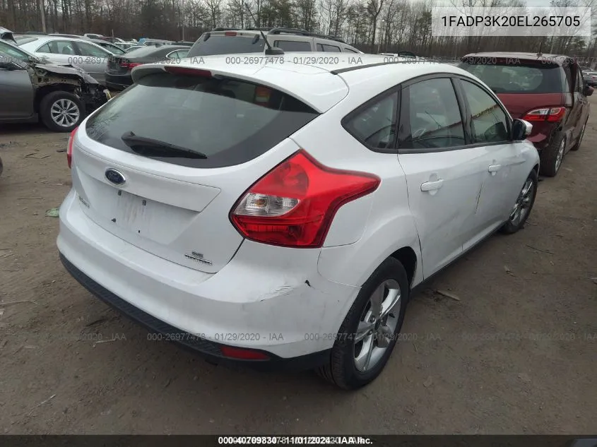 2014 Ford Focus Se VIN: 1FADP3K20EL265705 Lot: 40709830