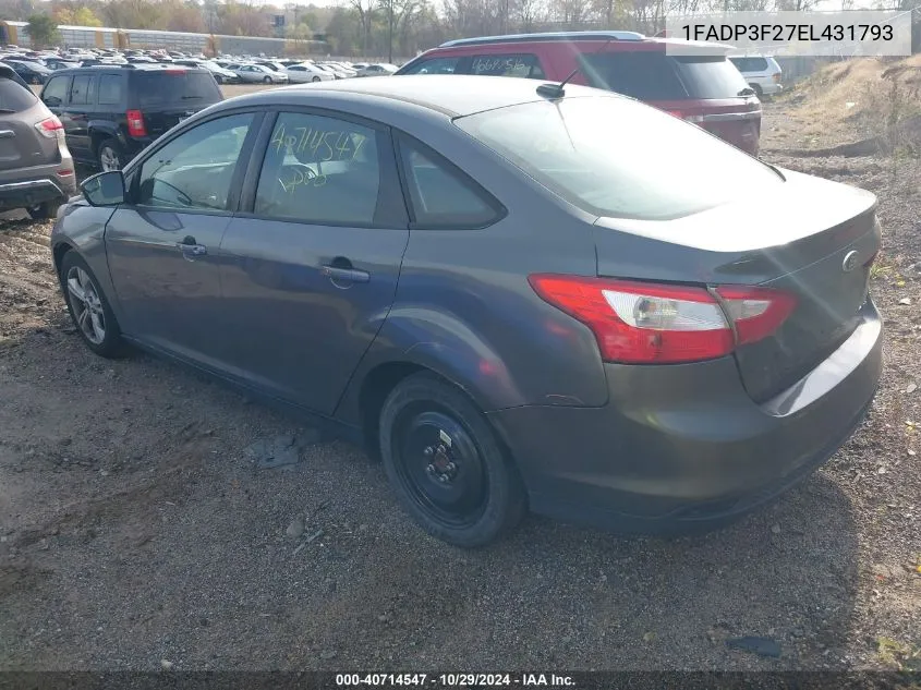 2014 Ford Focus Se VIN: 1FADP3F27EL431793 Lot: 40714547