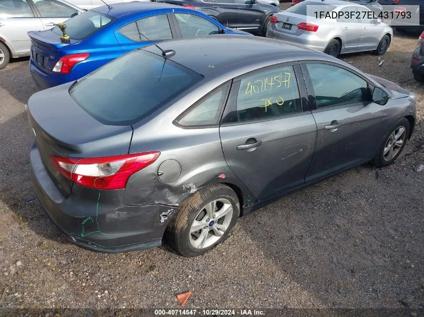 2014 Ford Focus Se VIN: 1FADP3F27EL431793 Lot: 40714547