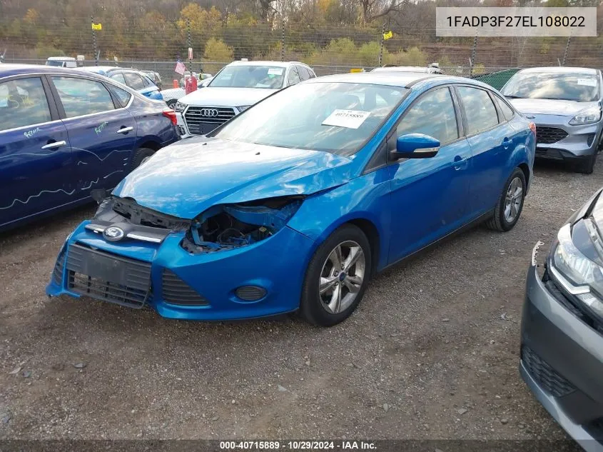 2014 Ford Focus Se VIN: 1FADP3F27EL108022 Lot: 40715889