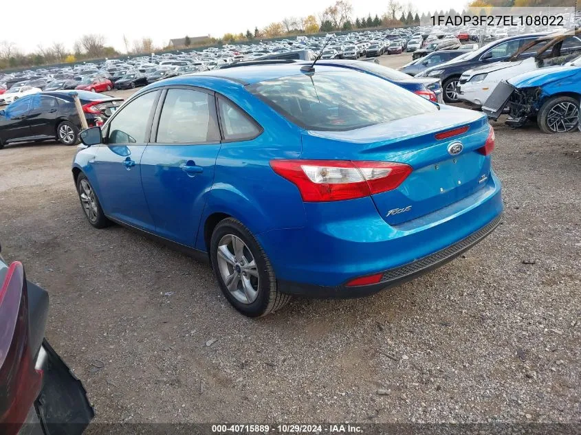 2014 Ford Focus Se VIN: 1FADP3F27EL108022 Lot: 40715889