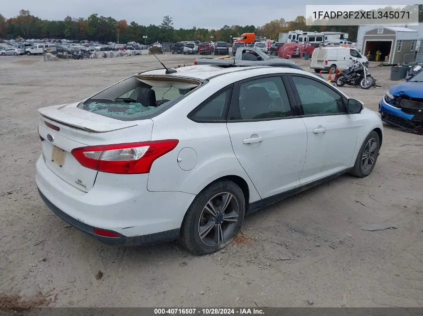 2014 Ford Focus Se VIN: 1FADP3F2XEL345071 Lot: 40716507