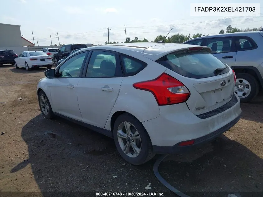 2014 Ford Focus Se VIN: 1FADP3K2XEL421703 Lot: 40716748