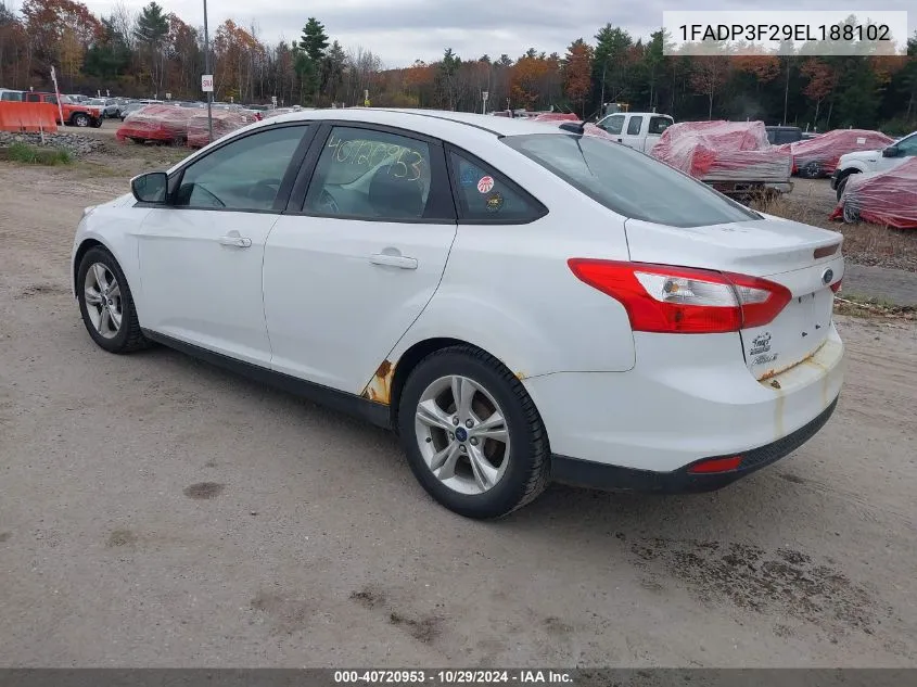 2014 Ford Focus Se VIN: 1FADP3F29EL188102 Lot: 40720953