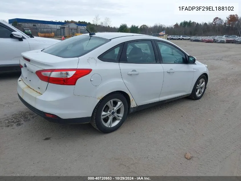 2014 Ford Focus Se VIN: 1FADP3F29EL188102 Lot: 40720953