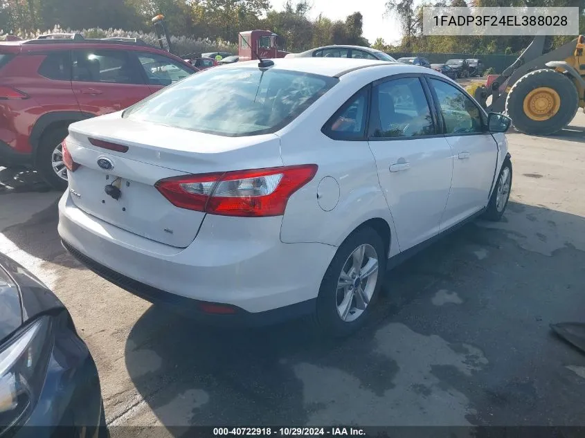 2014 Ford Focus Se VIN: 1FADP3F24EL388028 Lot: 40722918