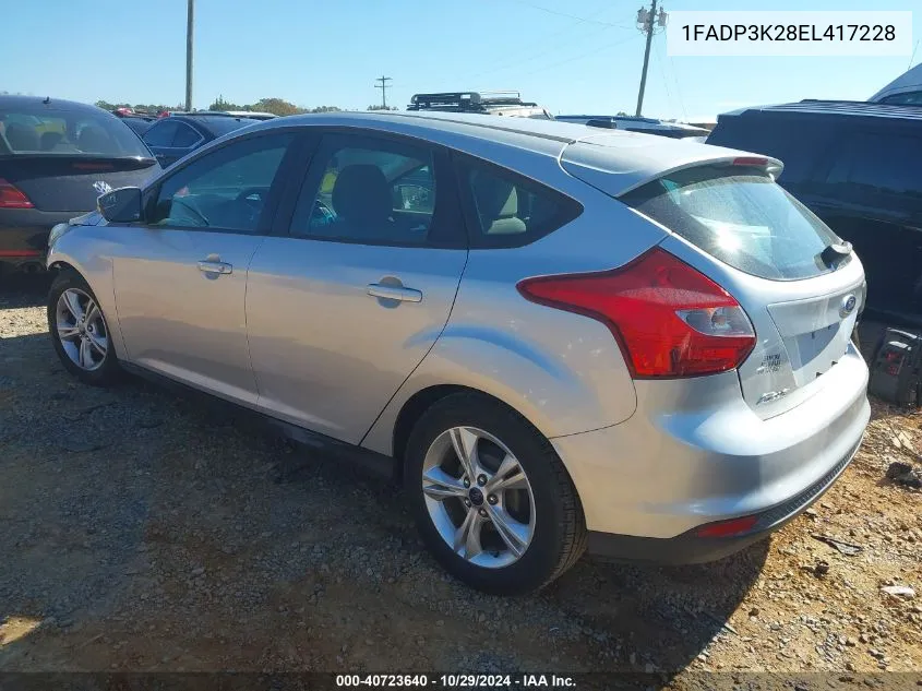 2014 Ford Focus Se VIN: 1FADP3K28EL417228 Lot: 40723640