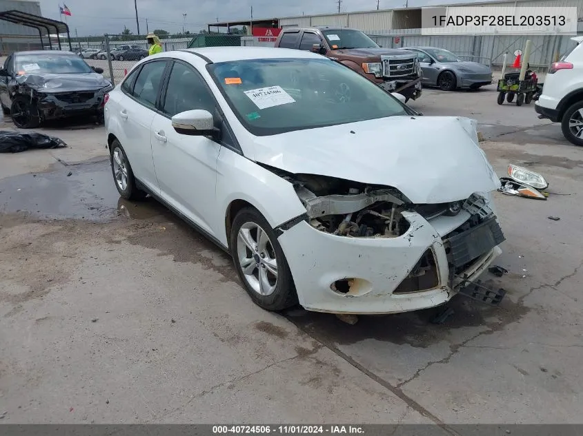 2014 Ford Focus Se VIN: 1FADP3F28EL203513 Lot: 40724506