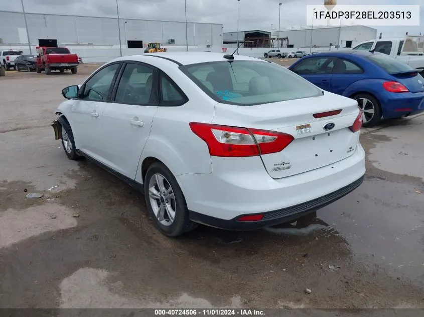 2014 Ford Focus Se VIN: 1FADP3F28EL203513 Lot: 40724506