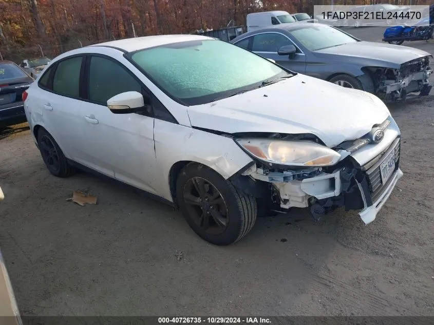 2014 Ford Focus Se VIN: 1FADP3F21EL244470 Lot: 40726735