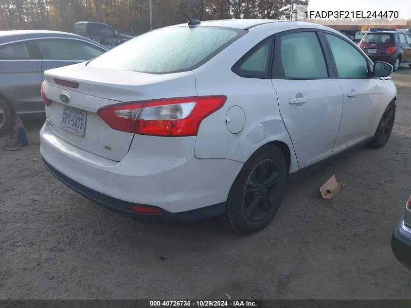 2014 Ford Focus Se VIN: 1FADP3F21EL244470 Lot: 40726735