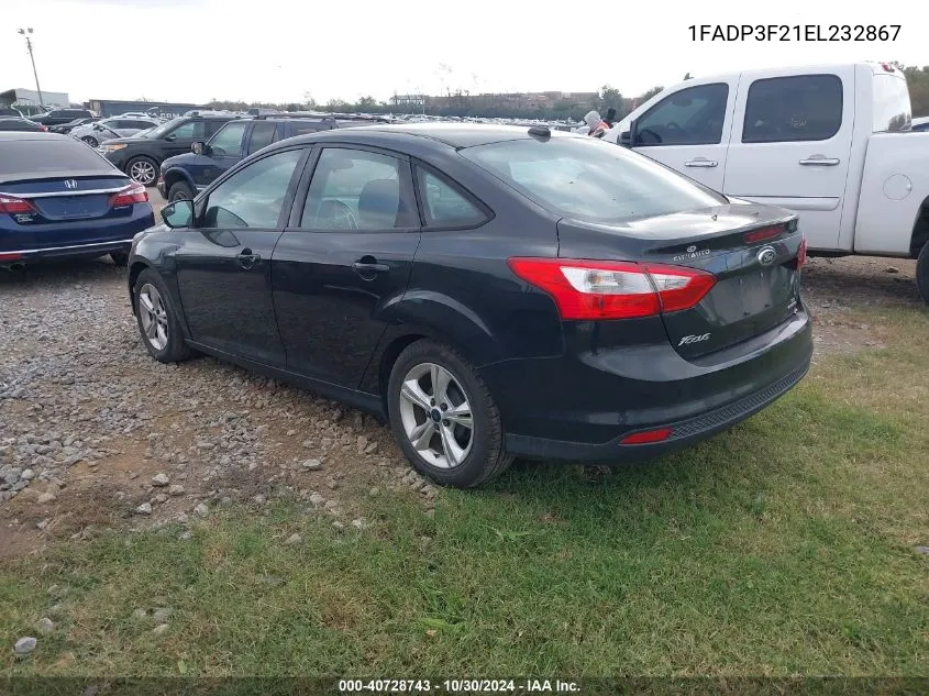 2014 Ford Focus Se VIN: 1FADP3F21EL232867 Lot: 40728743