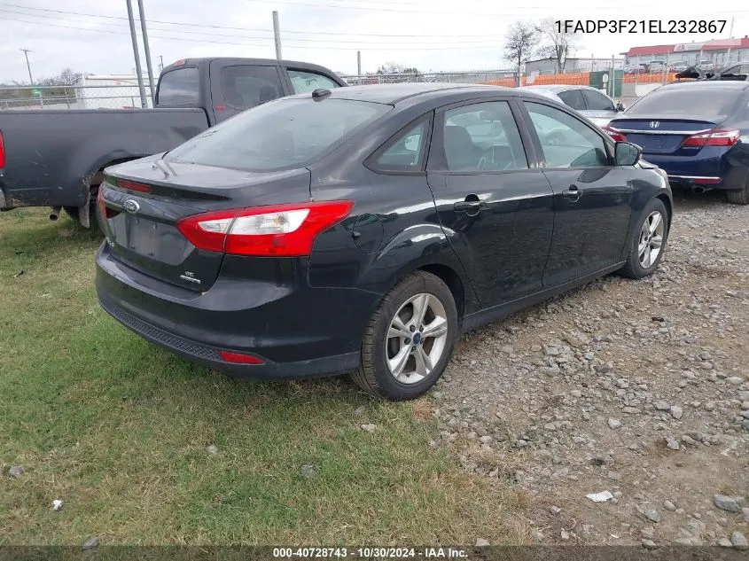 2014 Ford Focus Se VIN: 1FADP3F21EL232867 Lot: 40728743