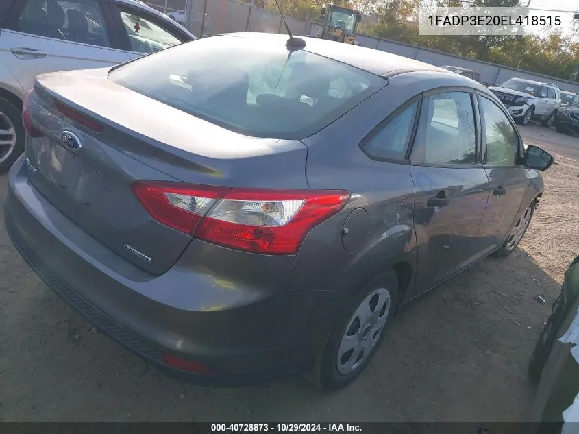 2014 Ford Focus S VIN: 1FADP3E20EL418515 Lot: 40728873