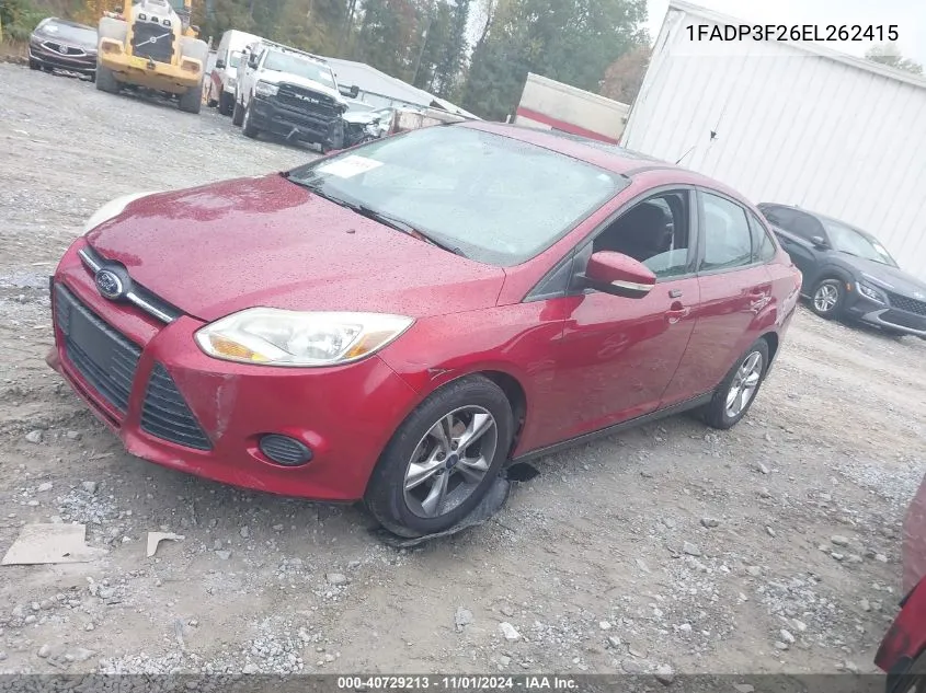 2014 Ford Focus Se VIN: 1FADP3F26EL262415 Lot: 40729213