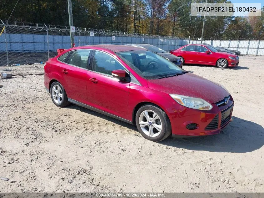 2014 Ford Focus Se VIN: 1FADP3F21EL180432 Lot: 40734789