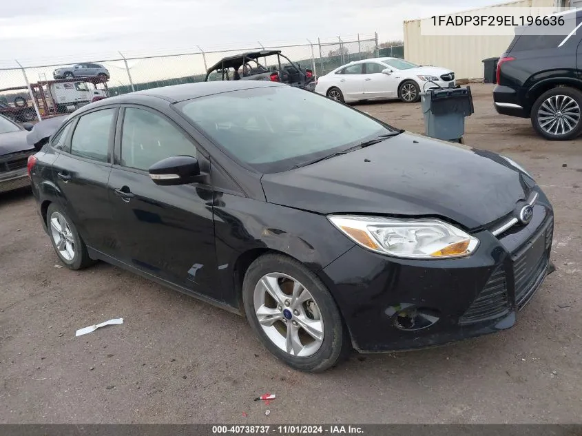 2014 Ford Focus Se VIN: 1FADP3F29EL196636 Lot: 40738737