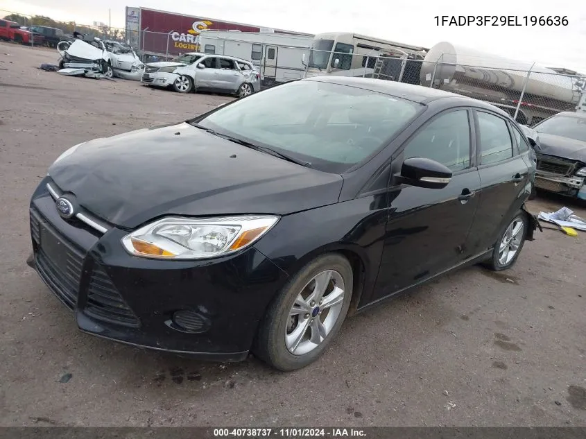 2014 Ford Focus Se VIN: 1FADP3F29EL196636 Lot: 40738737