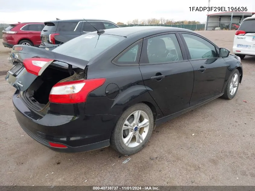 2014 Ford Focus Se VIN: 1FADP3F29EL196636 Lot: 40738737