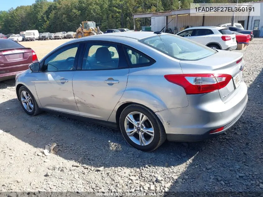 2014 Ford Focus Se VIN: 1FADP3F27EL360191 Lot: 40741982