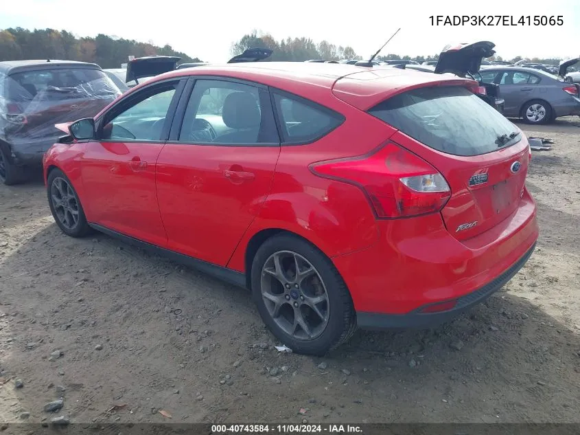 2014 Ford Focus Se VIN: 1FADP3K27EL415065 Lot: 40743584