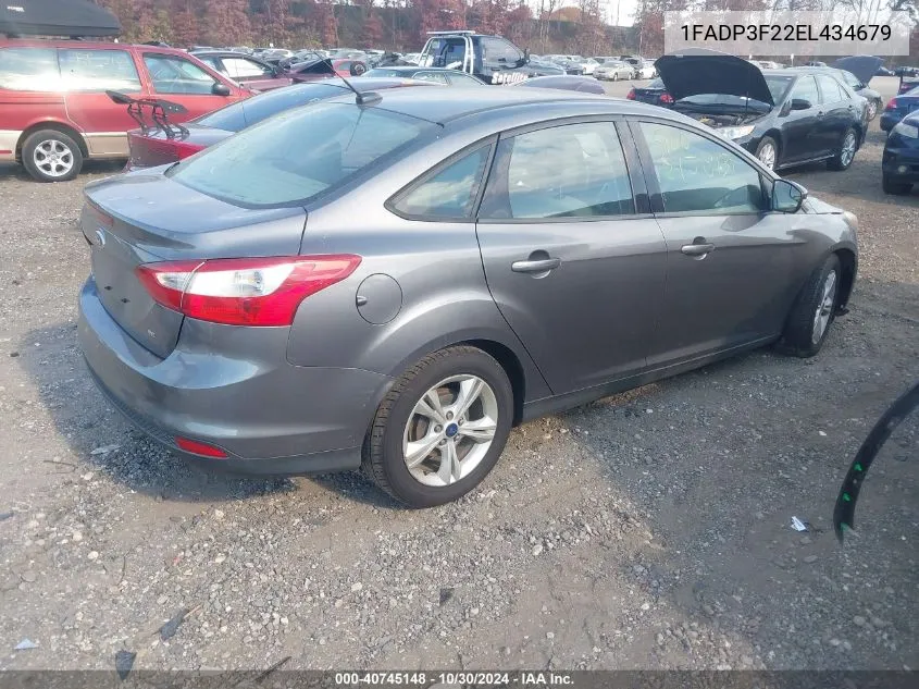 2014 Ford Focus Se VIN: 1FADP3F22EL434679 Lot: 40745148