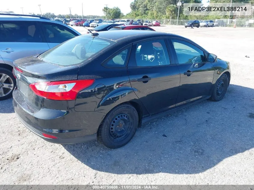 2014 Ford Focus S VIN: 1FADP3E2XEL388214 Lot: 40759608