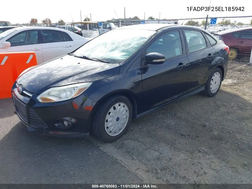 2014 Ford Focus Se VIN: 1FADP3F25EL185942 Lot: 40760083