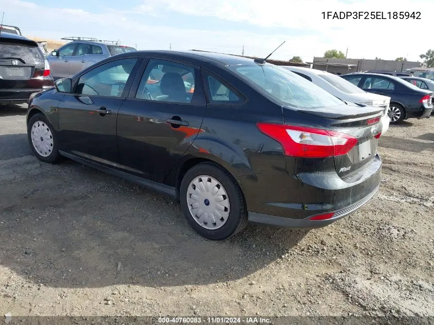 2014 Ford Focus Se VIN: 1FADP3F25EL185942 Lot: 40760083