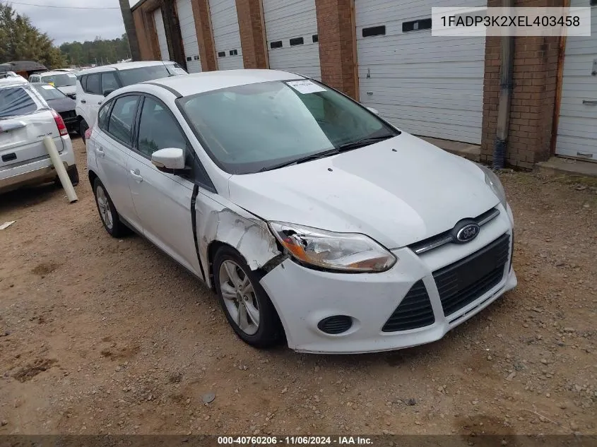 2014 Ford Focus Se VIN: 1FADP3K2XEL403458 Lot: 40760206