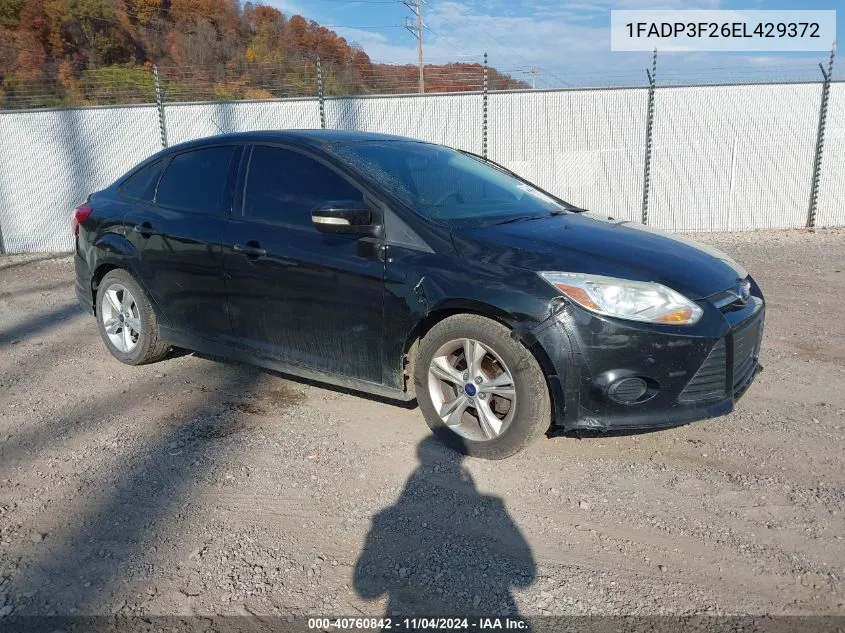 2014 Ford Focus Se VIN: 1FADP3F26EL429372 Lot: 40760842