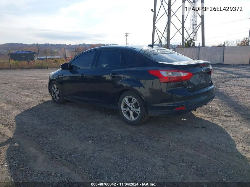 2014 Ford Focus Se VIN: 1FADP3F26EL429372 Lot: 40760842