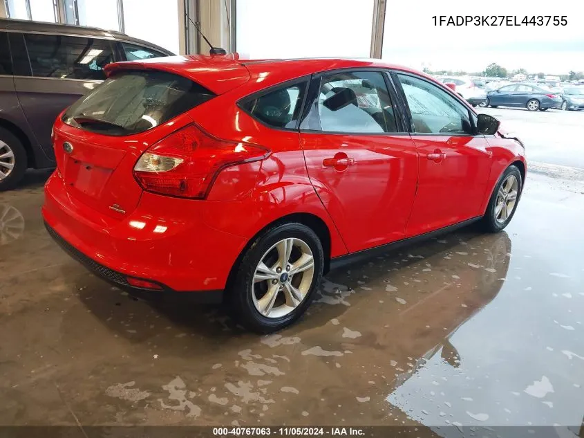 2014 Ford Focus Se VIN: 1FADP3K27EL443755 Lot: 40767063