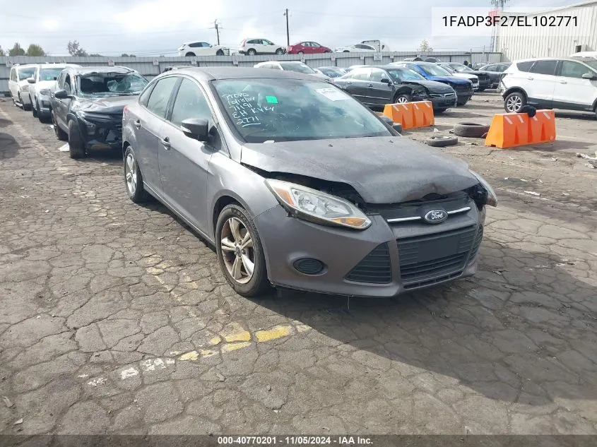 2014 Ford Focus Se VIN: 1FADP3F27EL102771 Lot: 40770201